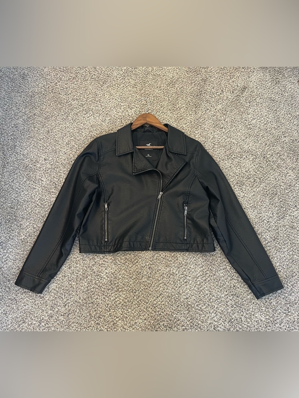 Hollister Faux Leather Biker/Bomber Crop Gorpcore Jacket XL